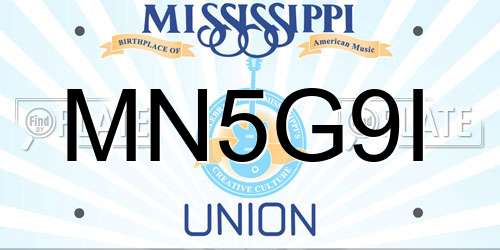 MN5G9I Mississippi License Plate