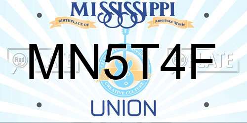MN5T4F Mississippi License Plate
