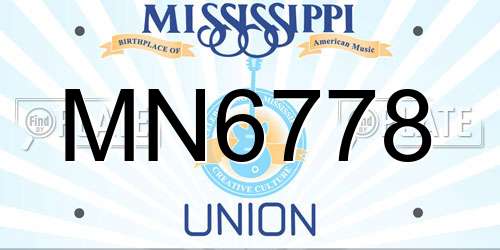 MN6778 Mississippi License Plate