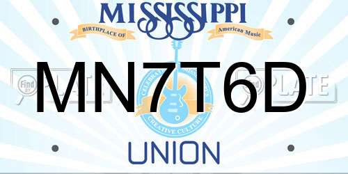 MN7T6D Mississippi License Plate