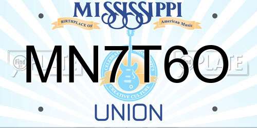 MN7T6O Mississippi License Plate