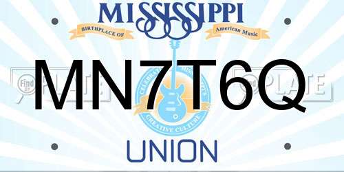 MN7T6Q Mississippi License Plate