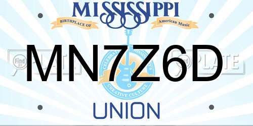 MN7Z6D Mississippi License Plate