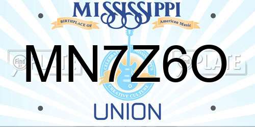 MN7Z6O Mississippi License Plate