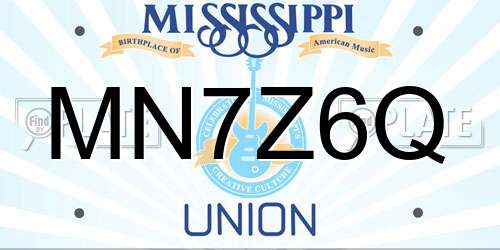 MN7Z6Q Mississippi License Plate