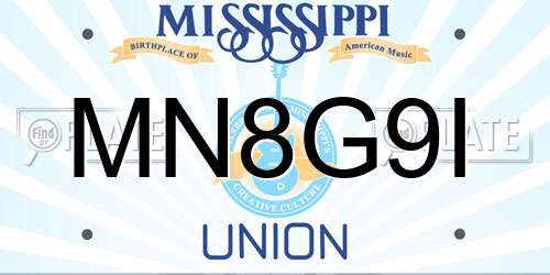 MN8G9I Mississippi License Plate