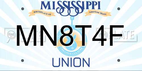 MN8T4F Mississippi License Plate