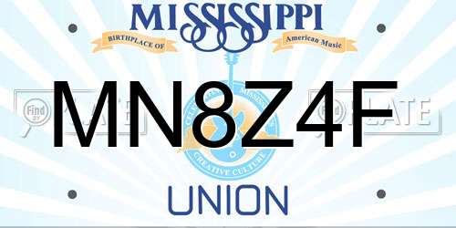 MN8Z4F Mississippi License Plate