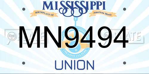 MN9494 Mississippi License Plate