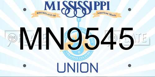 MN9545 Mississippi License Plate