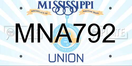 MNA792 Mississippi License Plate