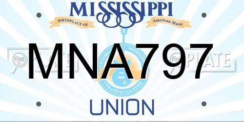 MNA797 Mississippi License Plate