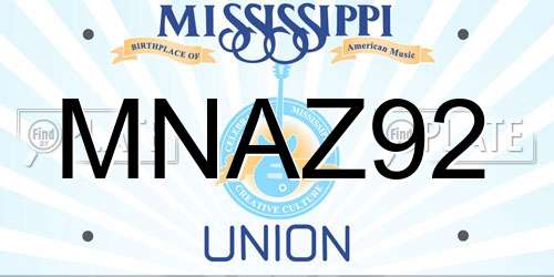 MNAZ92 Mississippi License Plate