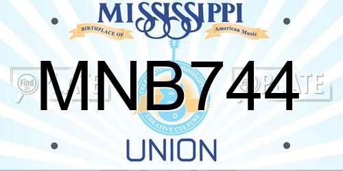 MNB744 Mississippi License Plate