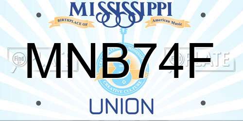 MNB74F Mississippi License Plate