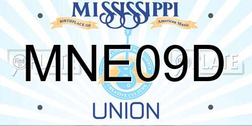 MNE09D Mississippi License Plate