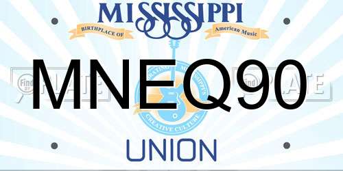 MNEQ90 Mississippi License Plate