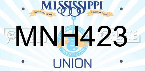 MNH423 Mississippi License Plate