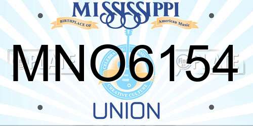 MNO6154 Mississippi License Plate