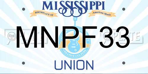 MNPF33 Mississippi License Plate