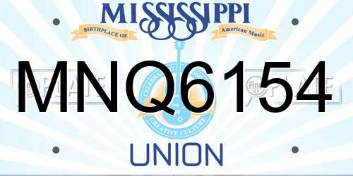 MNQ6154 Mississippi License Plate
