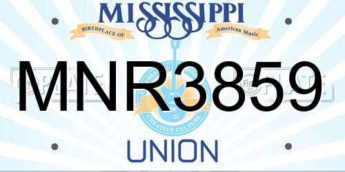 MNR3859 Mississippi License Plate