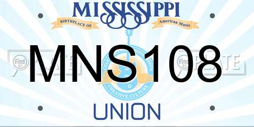 MNS108 Mississippi License Plate