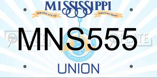 MNS555 Mississippi License Plate