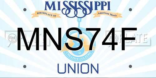 MNS74F Mississippi License Plate