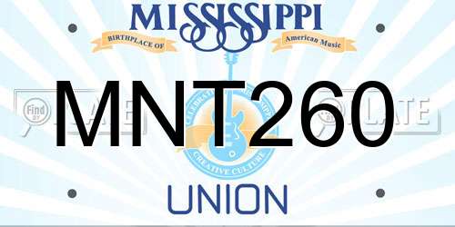 MNT260 Mississippi License Plate