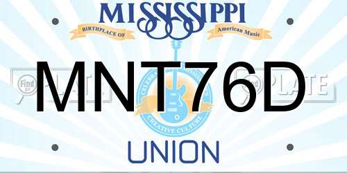 MNT76D Mississippi License Plate