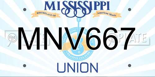 MNV667 Mississippi License Plate