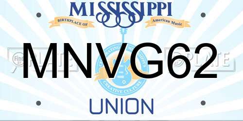 MNVG62 Mississippi License Plate