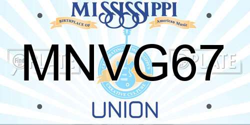 MNVG67 Mississippi License Plate