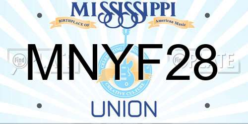 MNYF28 Mississippi License Plate