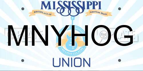 MNYHOG Mississippi License Plate