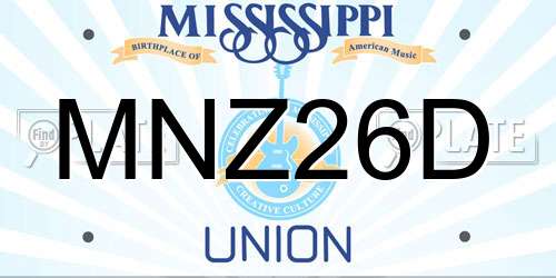 MNZ26D Mississippi License Plate