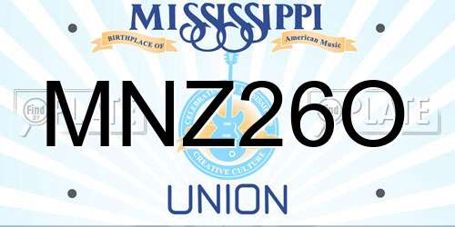MNZ26O Mississippi License Plate