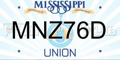 MNZ76D Mississippi License Plate
