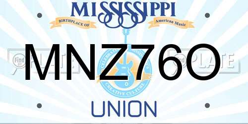 MNZ76O Mississippi License Plate