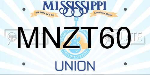 MNZT60 Mississippi License Plate