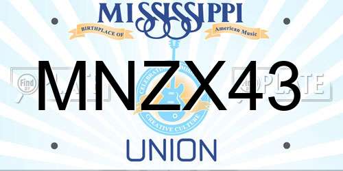 MNZX43 Mississippi License Plate