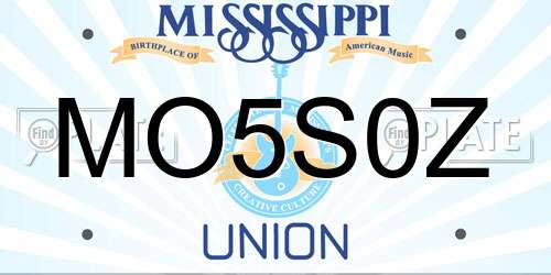 MO5S0Z Mississippi License Plate