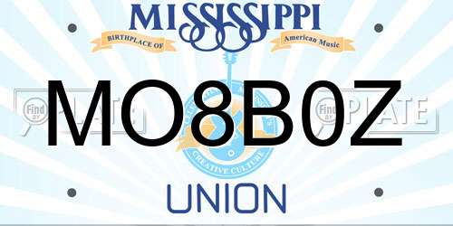 MO8B0Z Mississippi License Plate