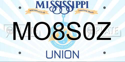 MO8S0Z Mississippi License Plate