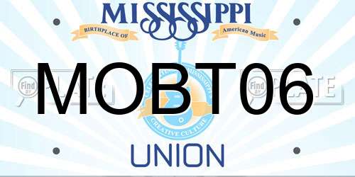 MOBT06 Mississippi License Plate