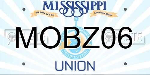 MOBZ06 Mississippi License Plate