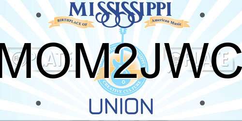 MOM2JWC Mississippi License Plate