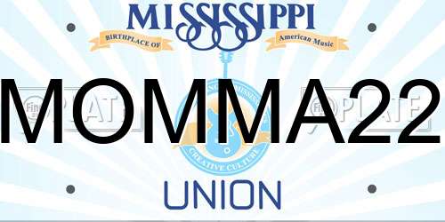 MOMMA22 Mississippi License Plate