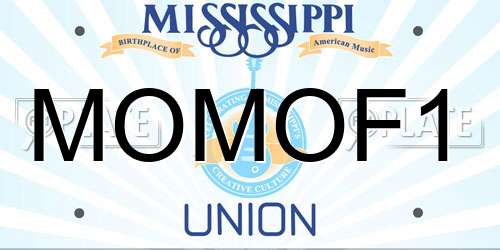 MOMOF1 Mississippi License Plate